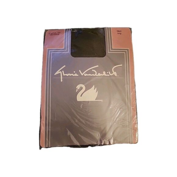 NOS Gloria Vanderbilt Black Long Pantyhose Control Top Hose Tight Vintage NIP - Picture 1 of 7